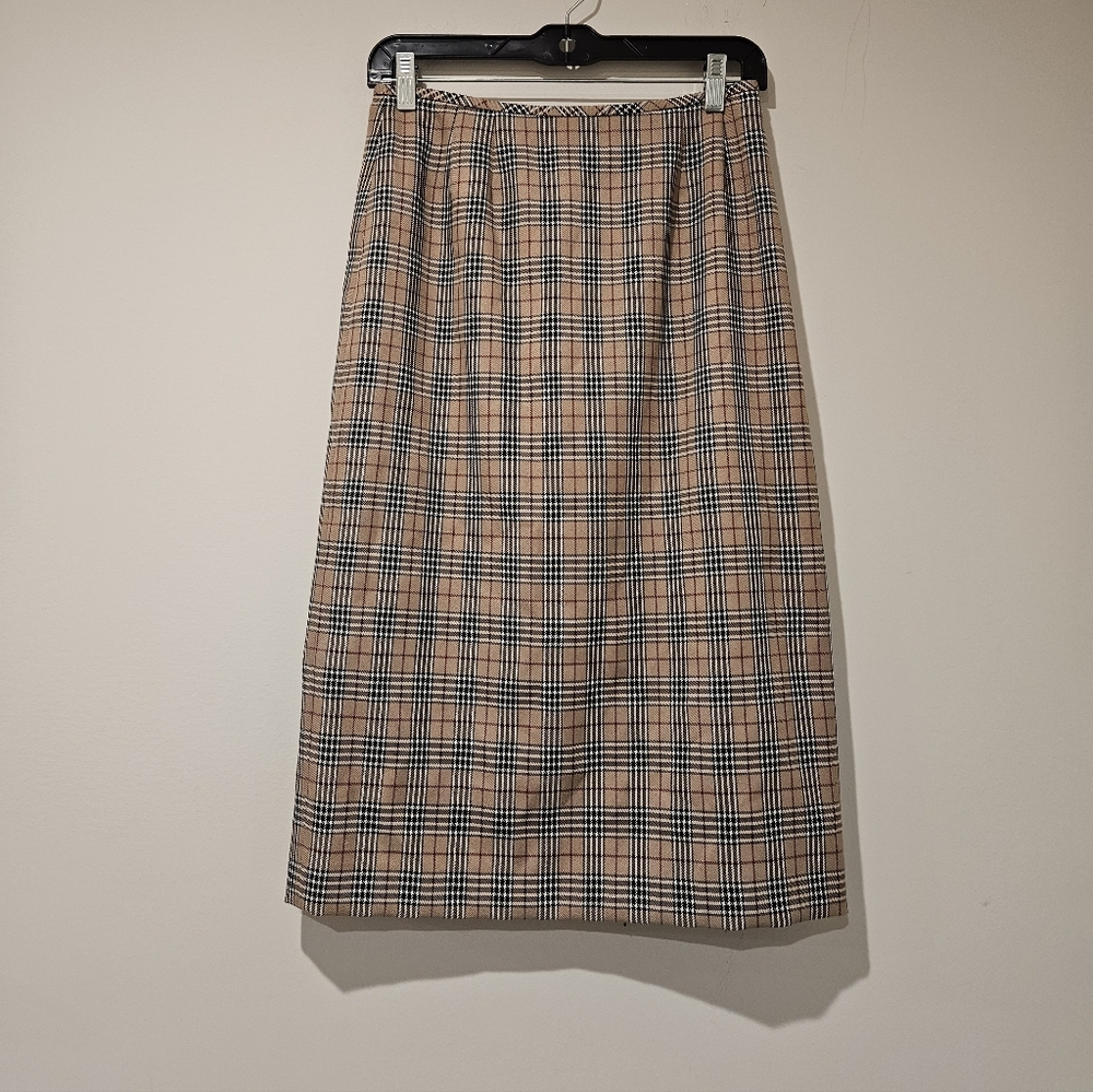 Le Suit Women's Plaid Pencil Skirt - Black and Tan